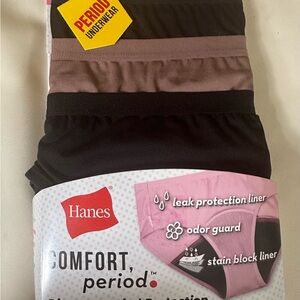 Hanes Comfort Microfiber Hipster Moderate Period Briefs Black/Brown, 3 pk Small
